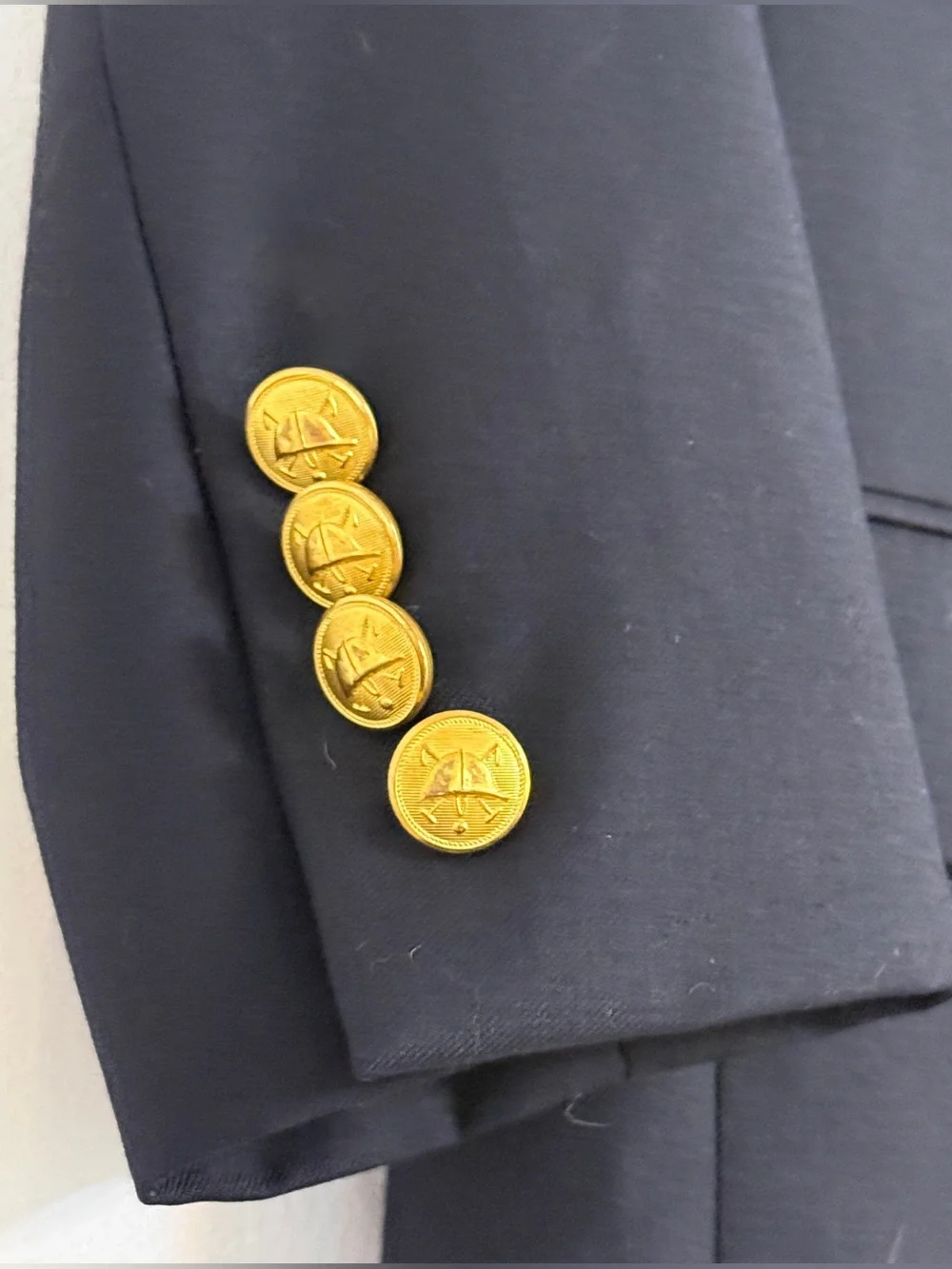 Polo Ralph Lauren Boys 5 Navy Wool Blazer Gold Crest Buttons Made Italy